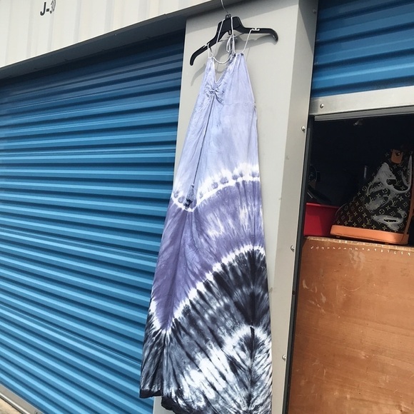 LONG BLUE TYE DYED MAXI SUMMER DRESS by SUGAR & CREAM SIZE SMALL EUC - Picture 5 of 10